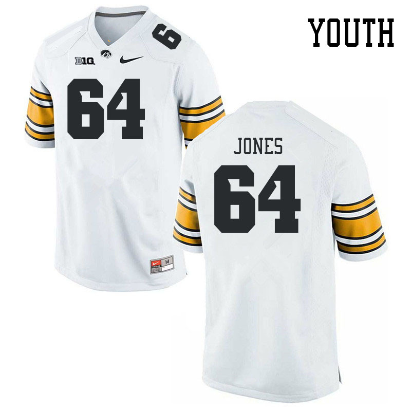 Youth #64 Leighton Jones Iowa Hawkeyes College Football Jerseys Stitched Sale-White